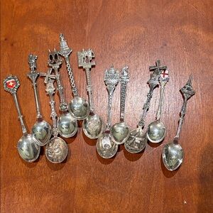 Silver plate Collectible European Souvenir Spoons Set
